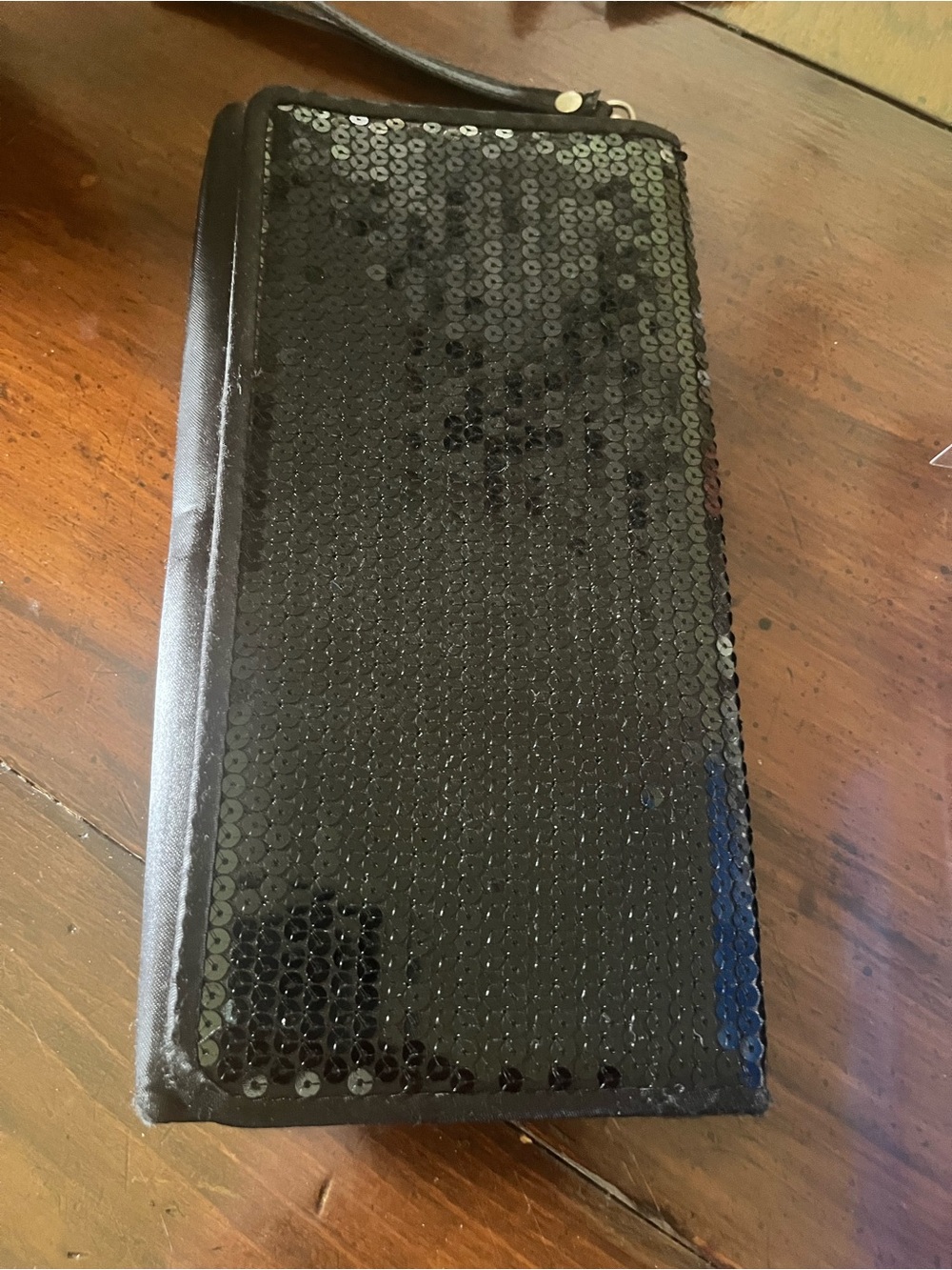 Black Sequin Phone Wallet Wristlet